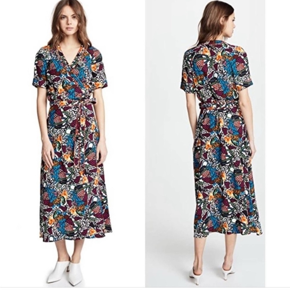 EUC Veronica Beard Serena Abstract Wrap Midi Dress - Picture 2 of 7